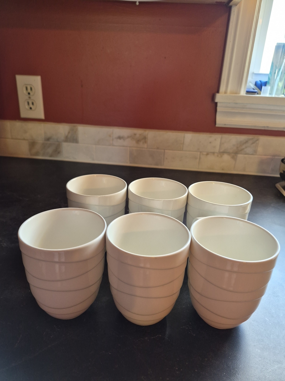 Jamie Oliver Set of 6 "Waves" Off-White Mugs